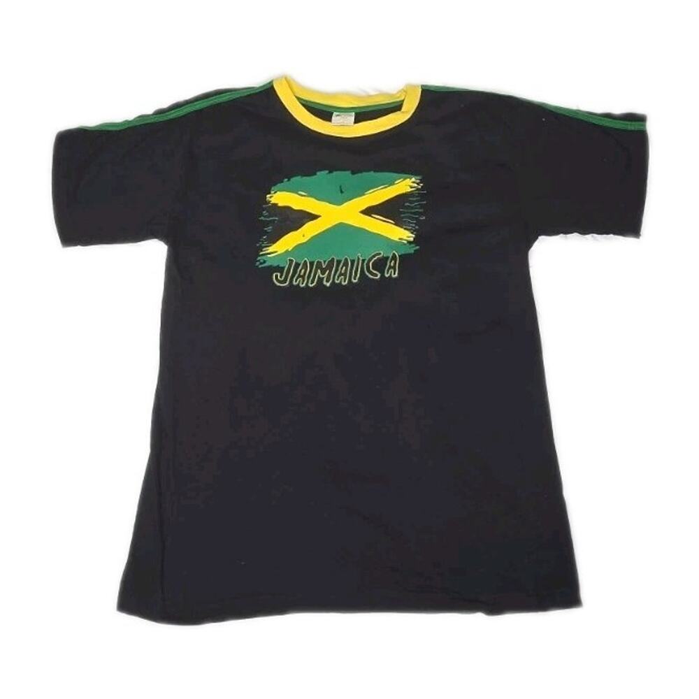 Jamaica ISLAND T-SHIRT SIZE LARGE Jamaican Colors Of Flag Black
